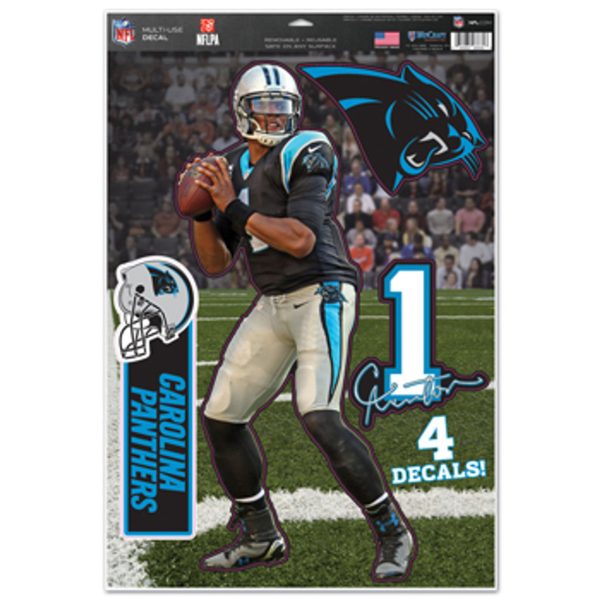 Carolina Panthers Decal 11x17 Multi Use Cam Newton Design 4 Piece CO For Sale