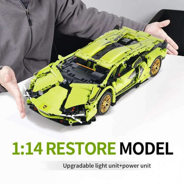 1215PCS Technical Green Lamborghinis Super Sports Car Building Block MOC Model Racing Vehicle Assemble Bricks Toy For Kids Gifts Fashion - Image 5